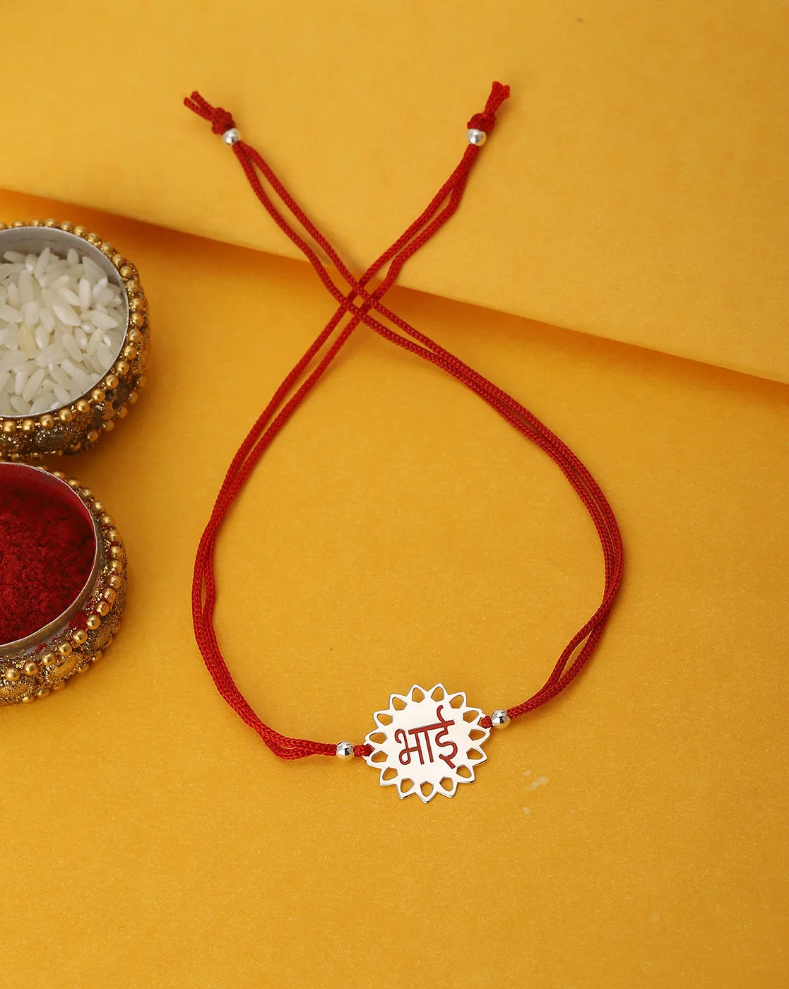 Carlton London Red 925 Sterling Silver Rakhi