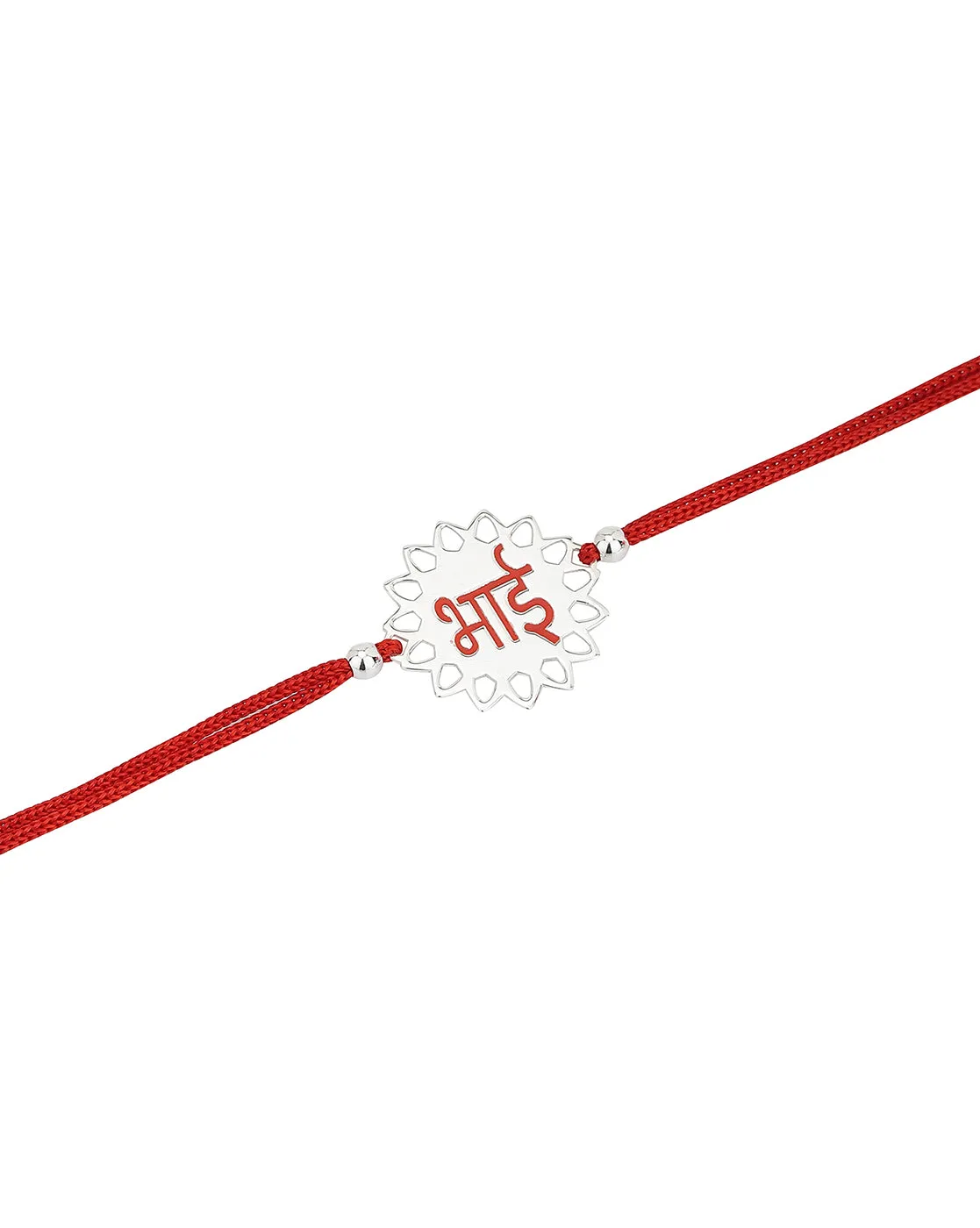 Carlton London Red 925 Sterling Silver Rakhi