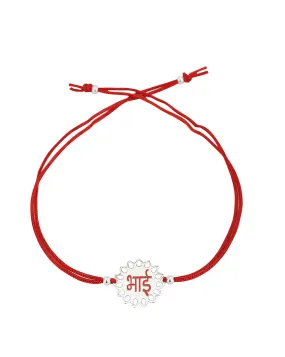 Carlton London Red 925 Sterling Silver Rakhi