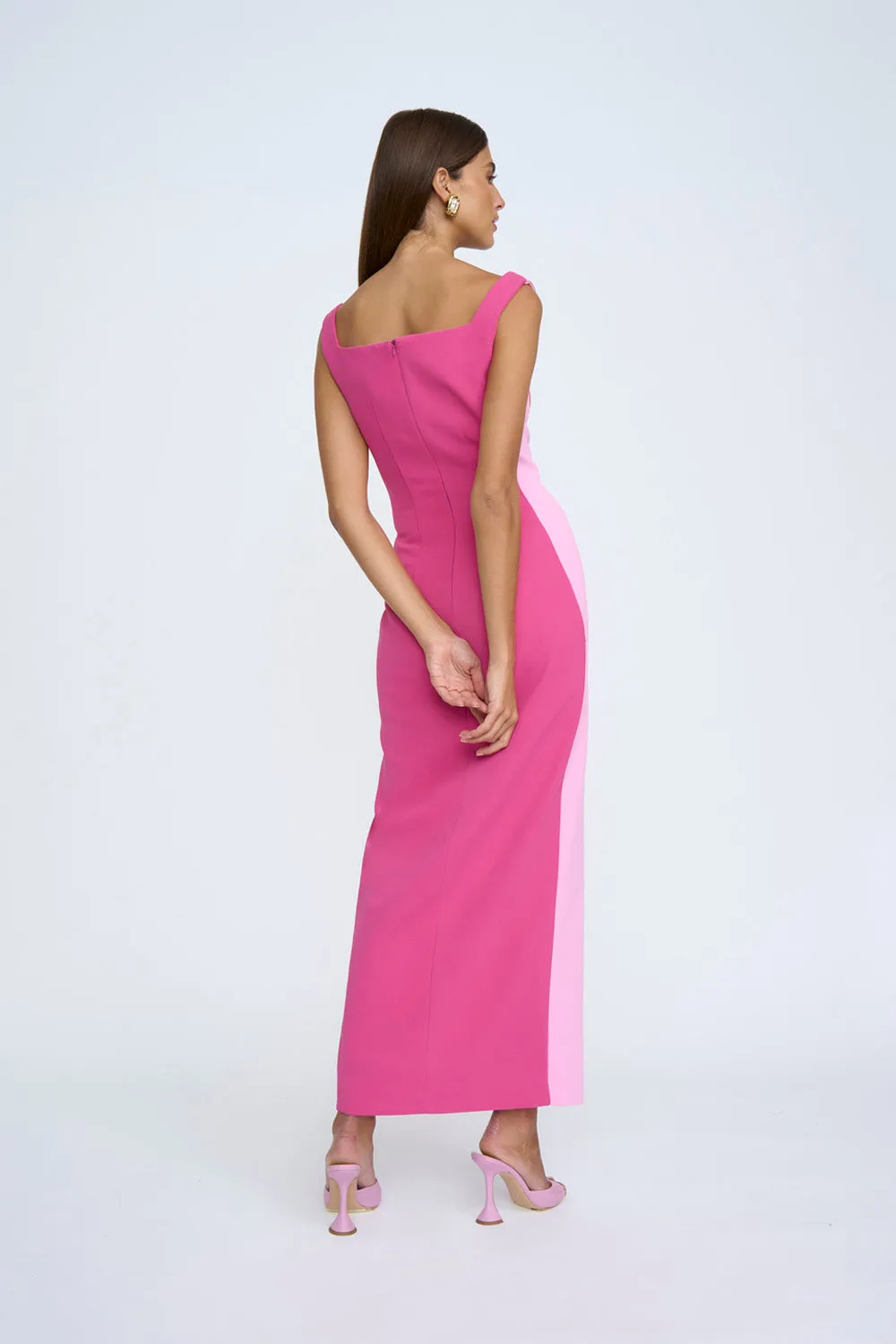 Caterina Two Tone Curve Midi - Pink Multi