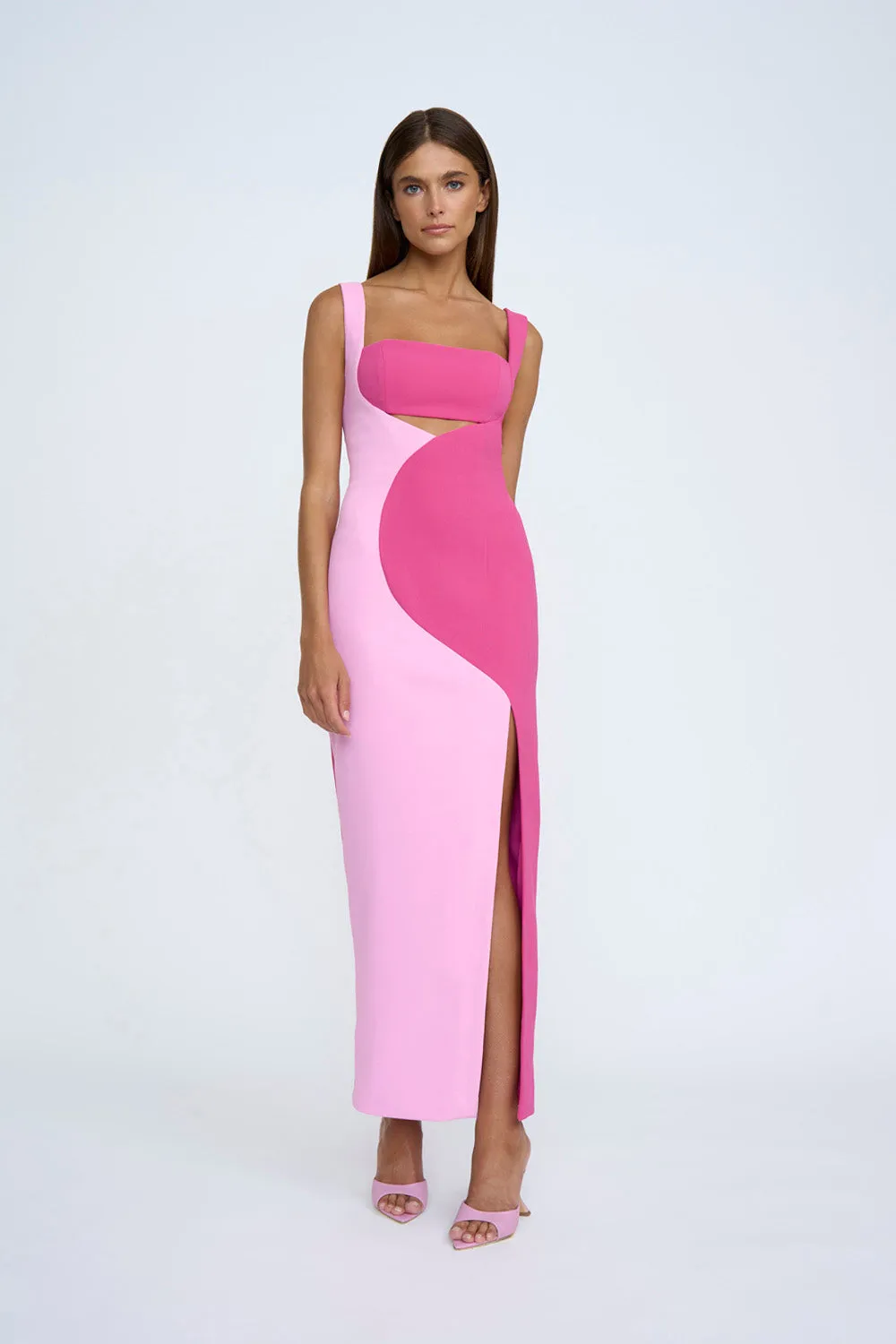 Caterina Two Tone Curve Midi - Pink Multi