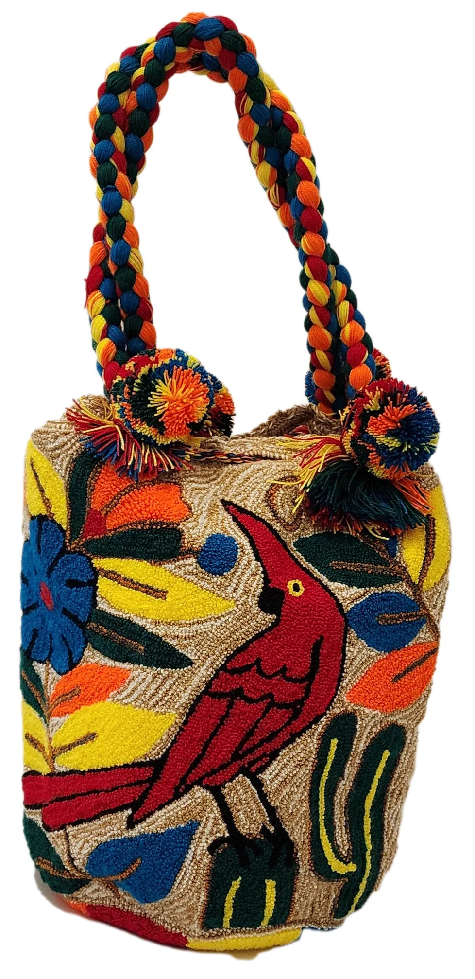 Celeste Large Fluffy Handmade Wayuu Mochila Bag