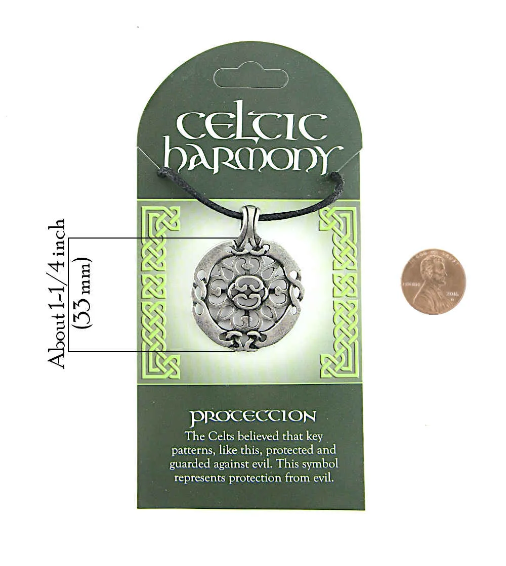 Celtic Harmony Protection Amulet Pendant Necklace, Lead-Free Pewter With Cord