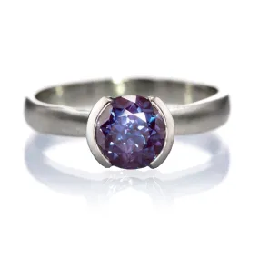 Chatham Alexandrite Half Bezel Solitaire Engagement Ring