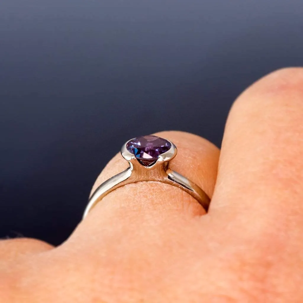 Chatham Alexandrite Half Bezel Solitaire Engagement Ring