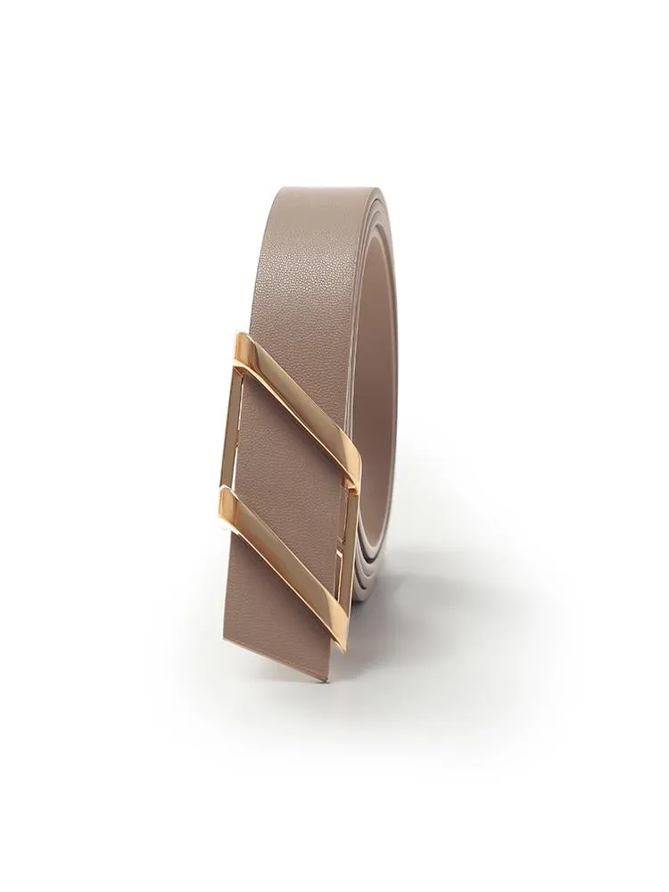 Chic Parallelogram Metal Buckle Leather Women Belt