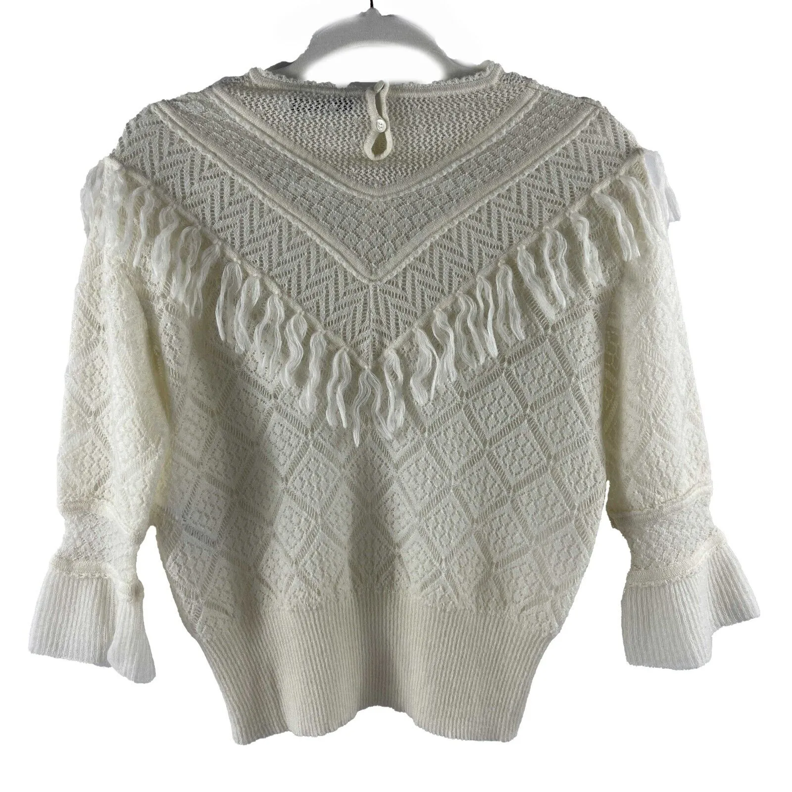 Christian Dior - Western Prairie Wool Fringe Sweater - Ivory - 34 - US 2