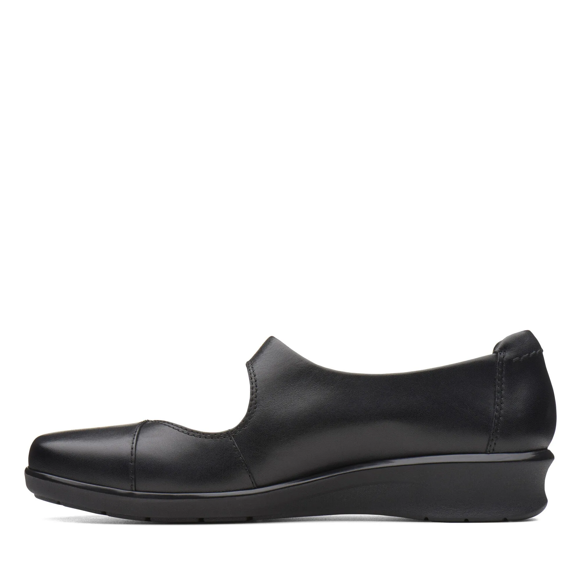 Clarks Hope Henley Black Leather Wide Width