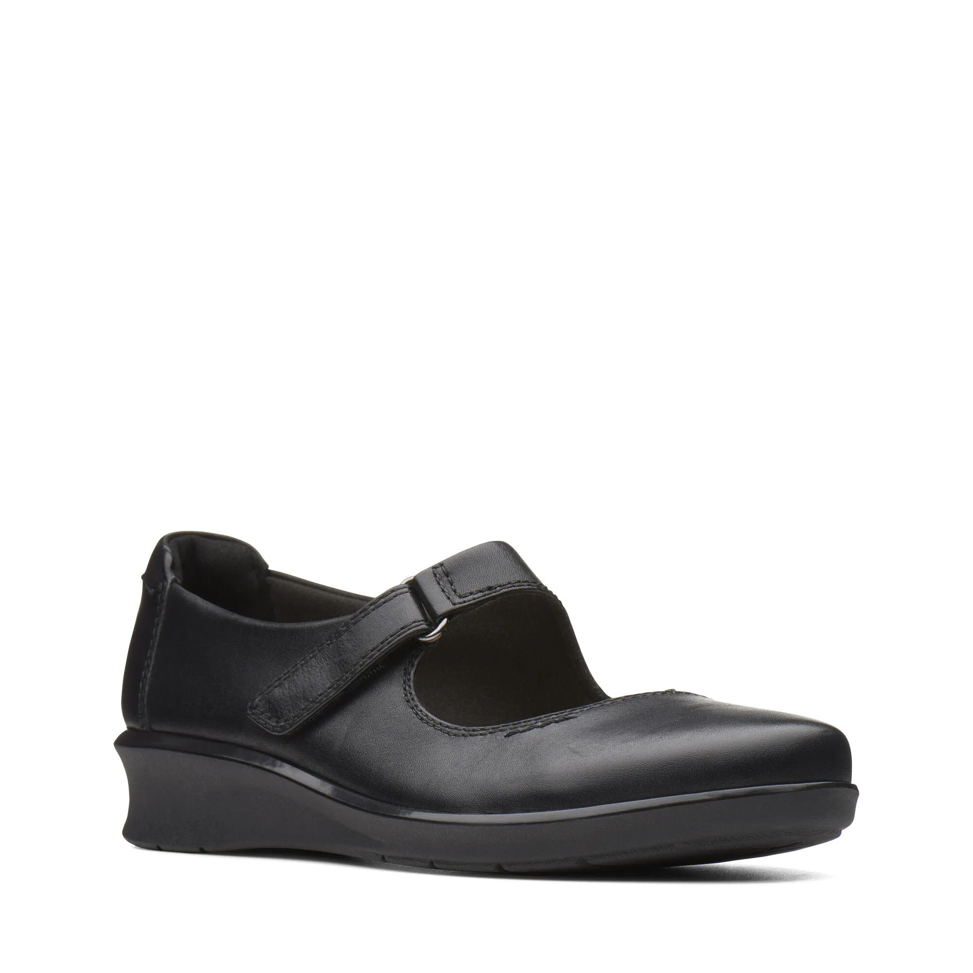 Clarks Hope Henley Black Leather Wide Width