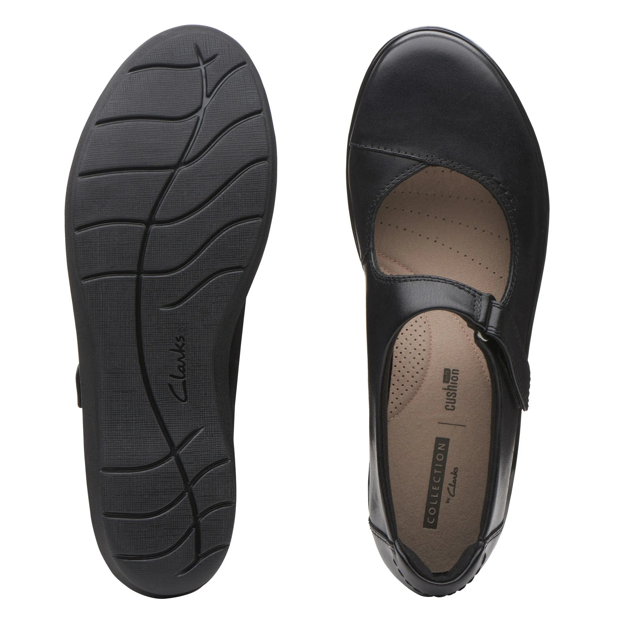 Clarks Hope Henley Black Leather Wide Width