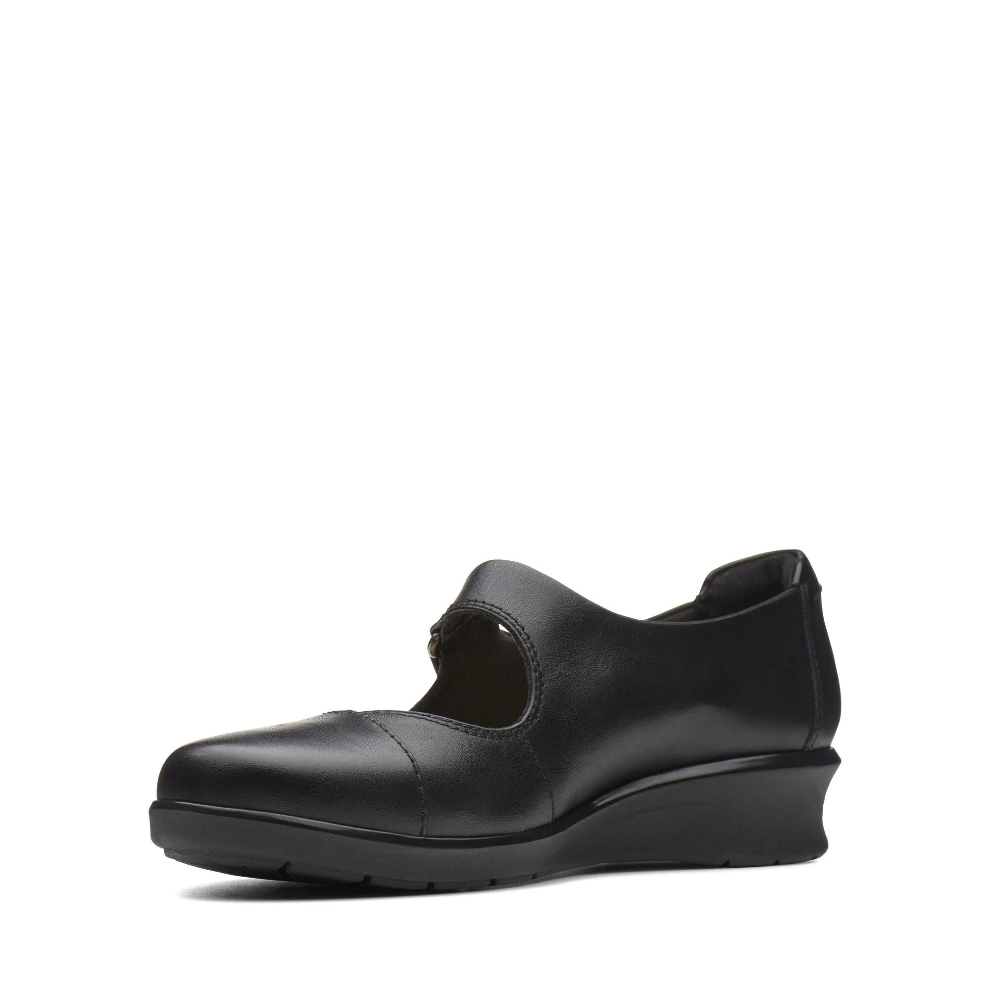 Clarks Hope Henley Black Leather Wide Width