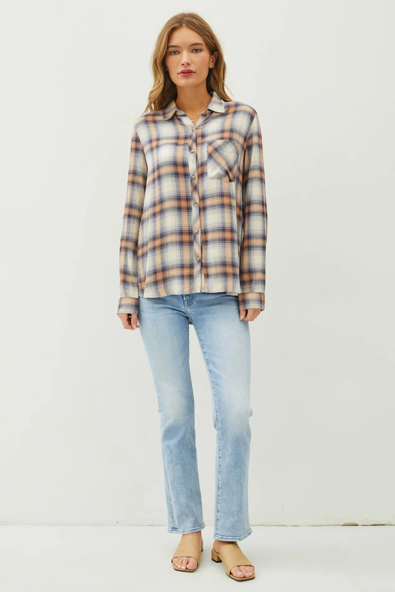 CLASSIC DENIM ORANGE FLANNEL SHIRT