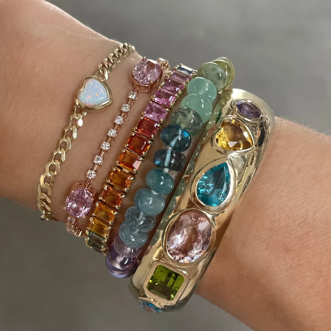 Classic Rainbow Semiprecious Beaded Bracelet