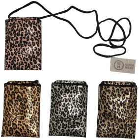 CLEARANCE CROSSBODY BAG LEOPARD PRINTS (CASE OF 48 - $1.75 / PIECE)  Wholesale Crossbody Bag in Assorted Colors SKU: M186-LEO-48