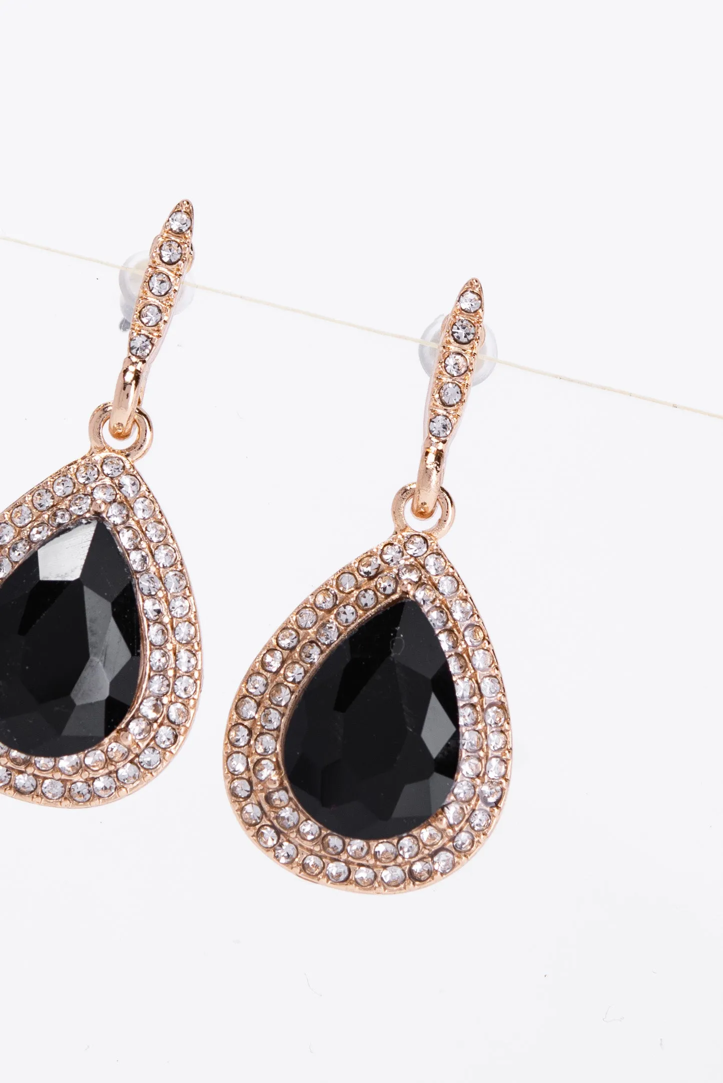 Colette Halo Teardrop Glass Stone Post Earrings