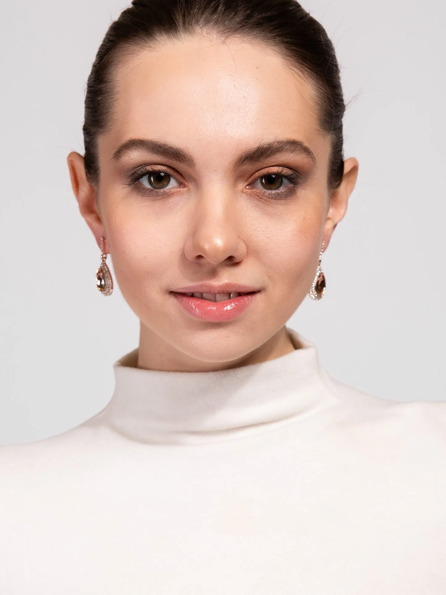 Colette Halo Teardrop Glass Stone Post Earrings