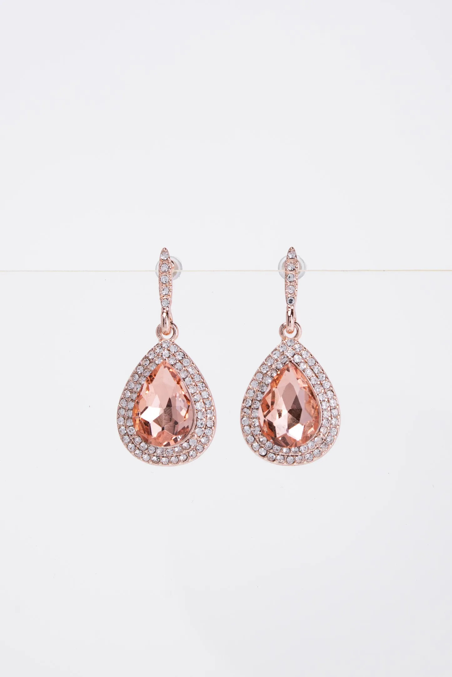 Colette Halo Teardrop Glass Stone Post Earrings