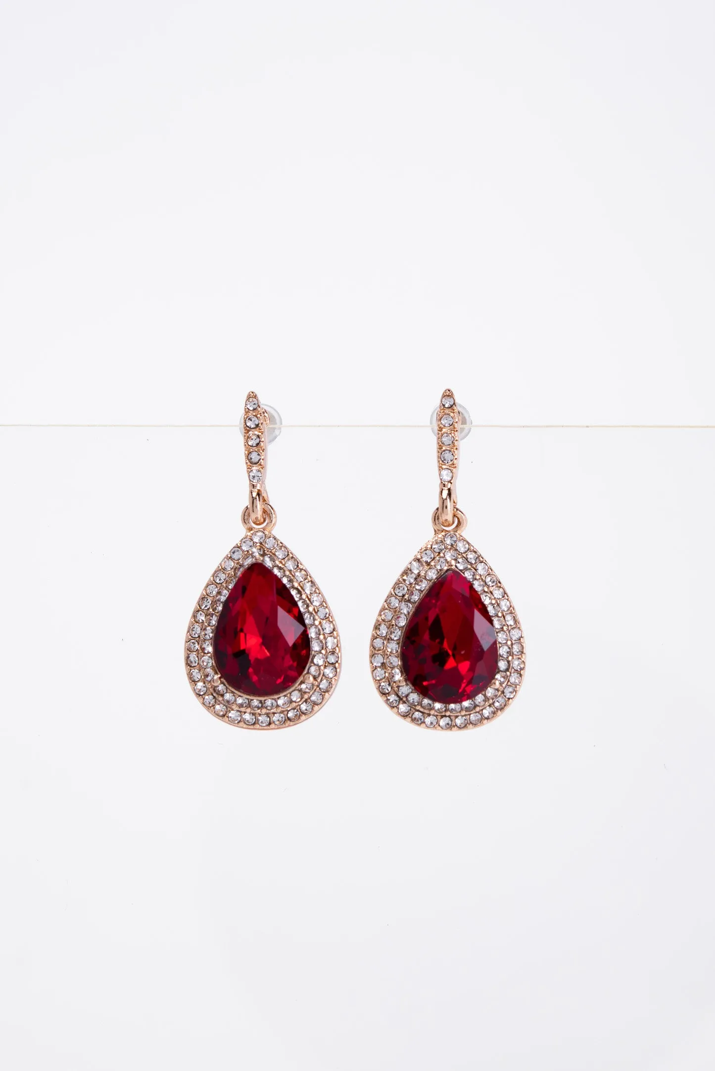 Colette Halo Teardrop Glass Stone Post Earrings