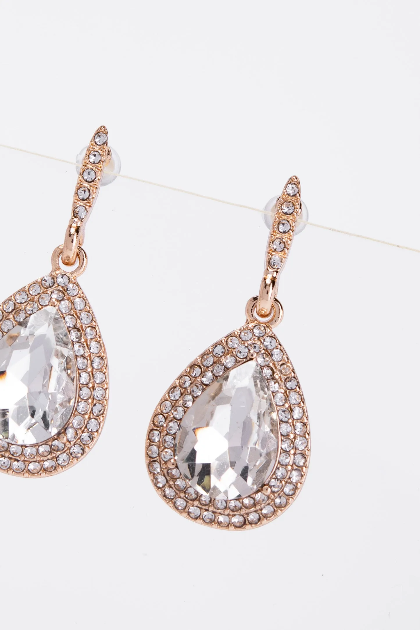 Colette Halo Teardrop Glass Stone Post Earrings