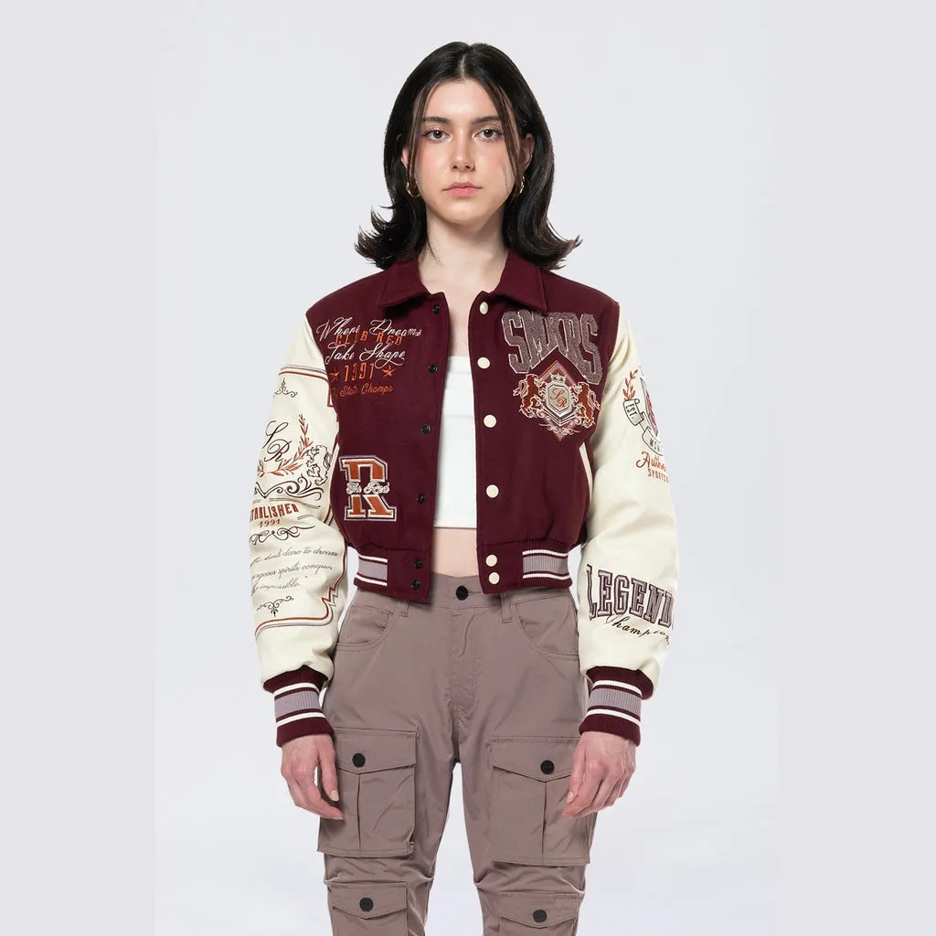 Collared Varisty Jacket - Windsor Wine