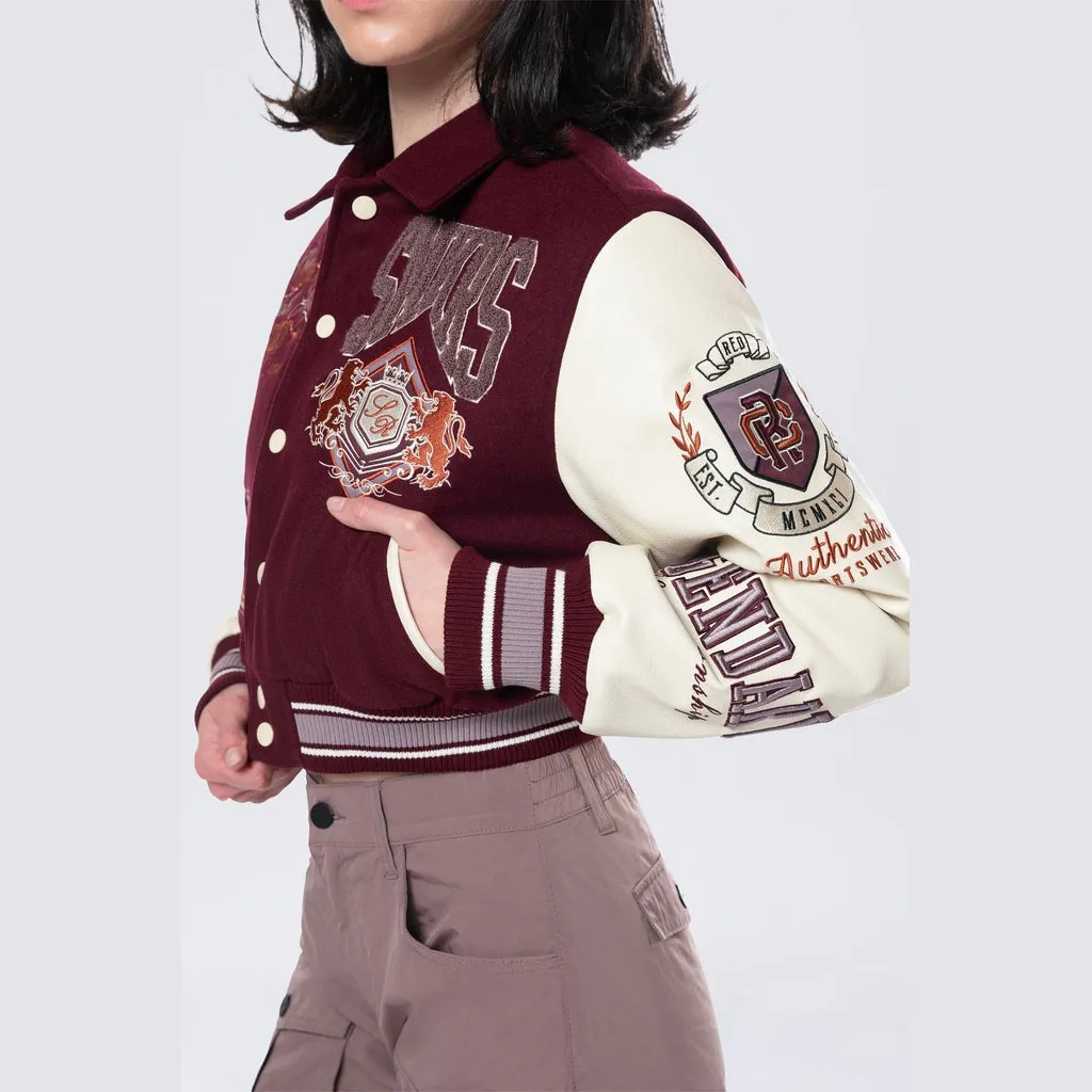 Collared Varisty Jacket - Windsor Wine