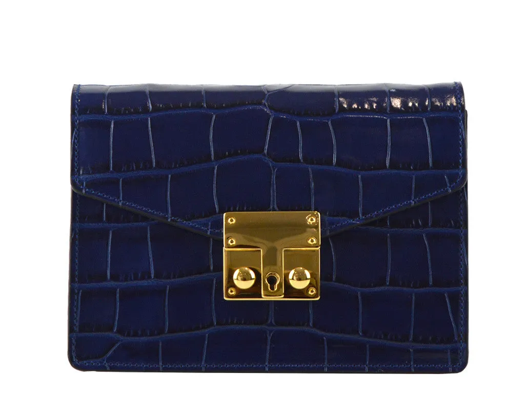 Coppelia Small 'Croc' Print Shoulder Bag - Navy