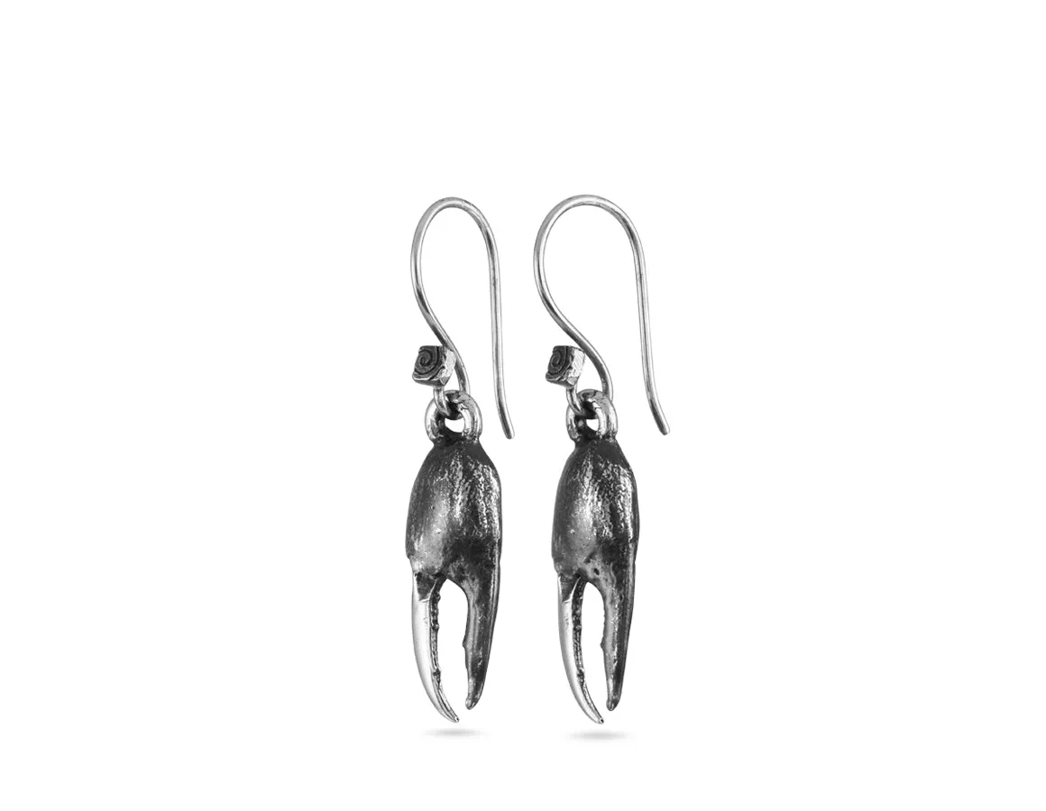 Crab Claw Earrings - Silver