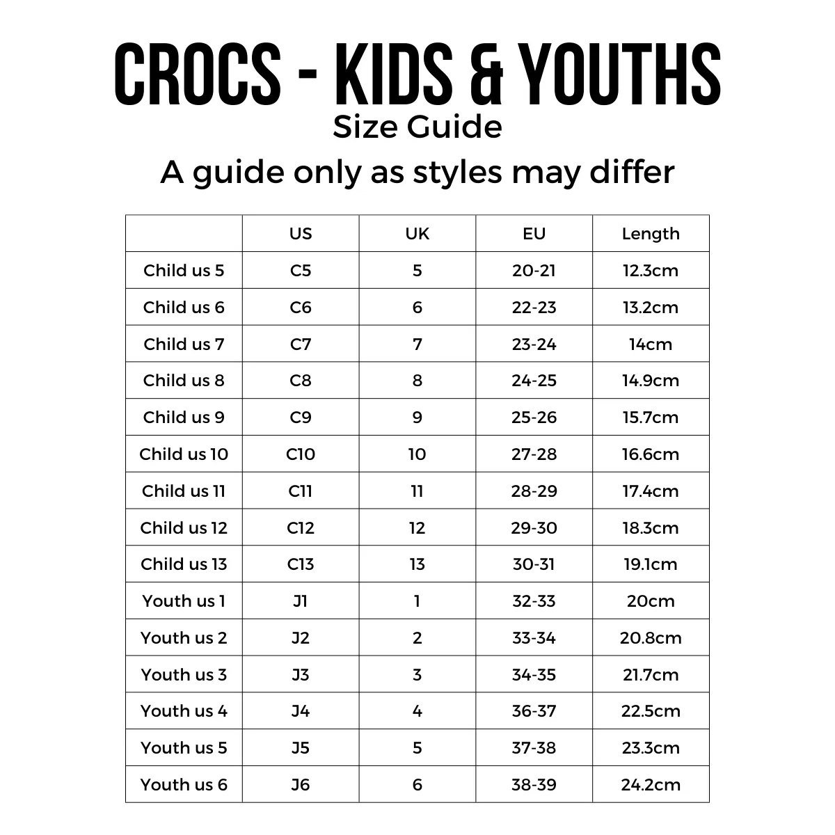 Crocs Kids - Classic Clog K Bone Youths Sizes