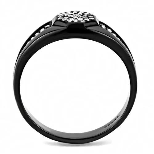 DA282 IP Black(Ion Plating) Stainless Steel Ring with AAA Grade CZ in Clear