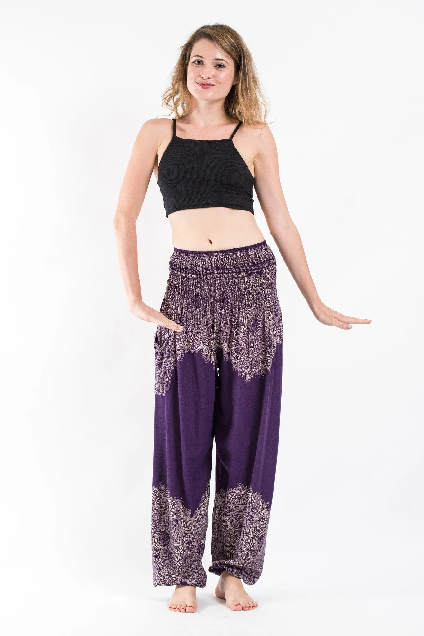 Floral Mandalas Women's Harem Pants in Purple