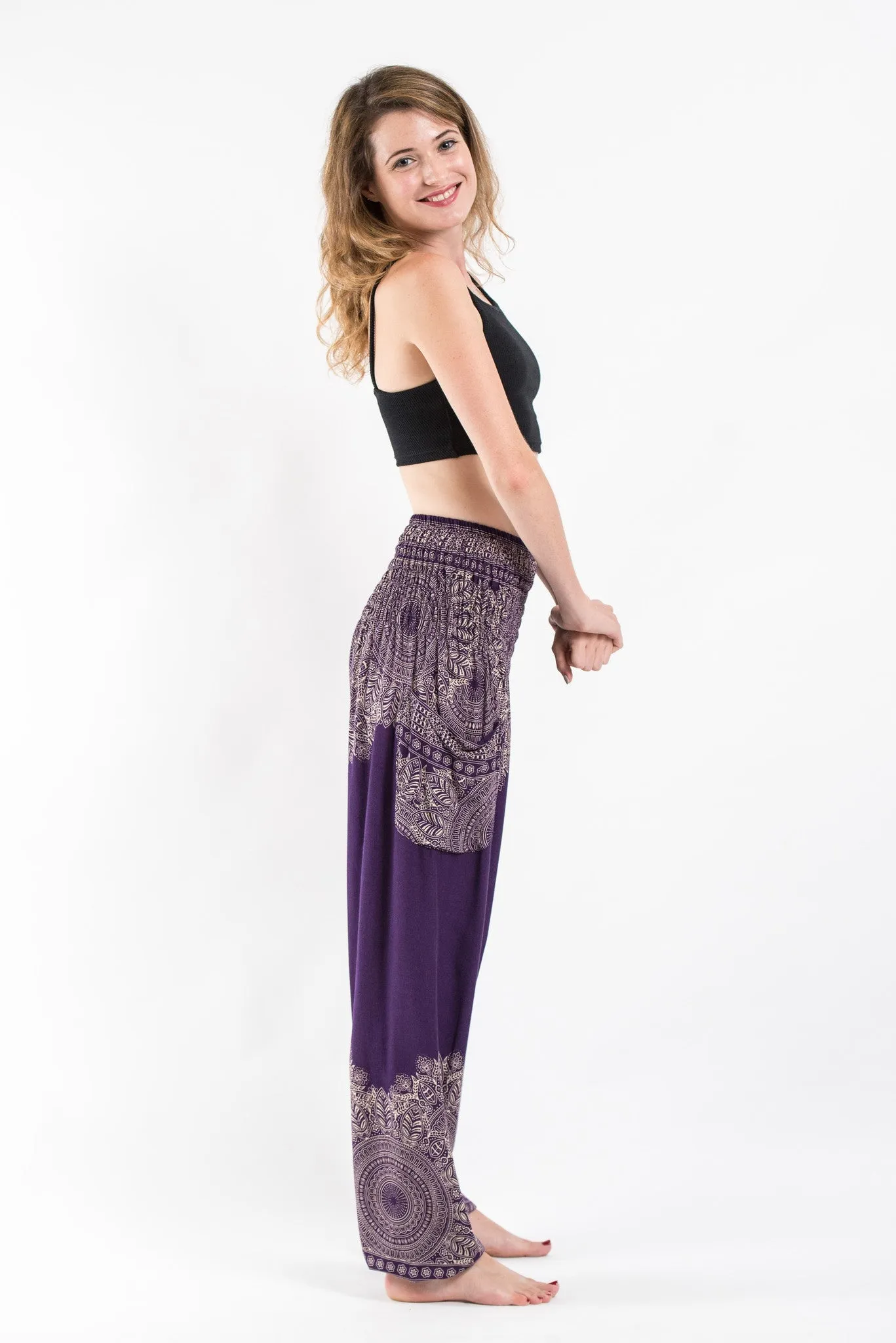 Floral Mandalas Women's Harem Pants in Purple