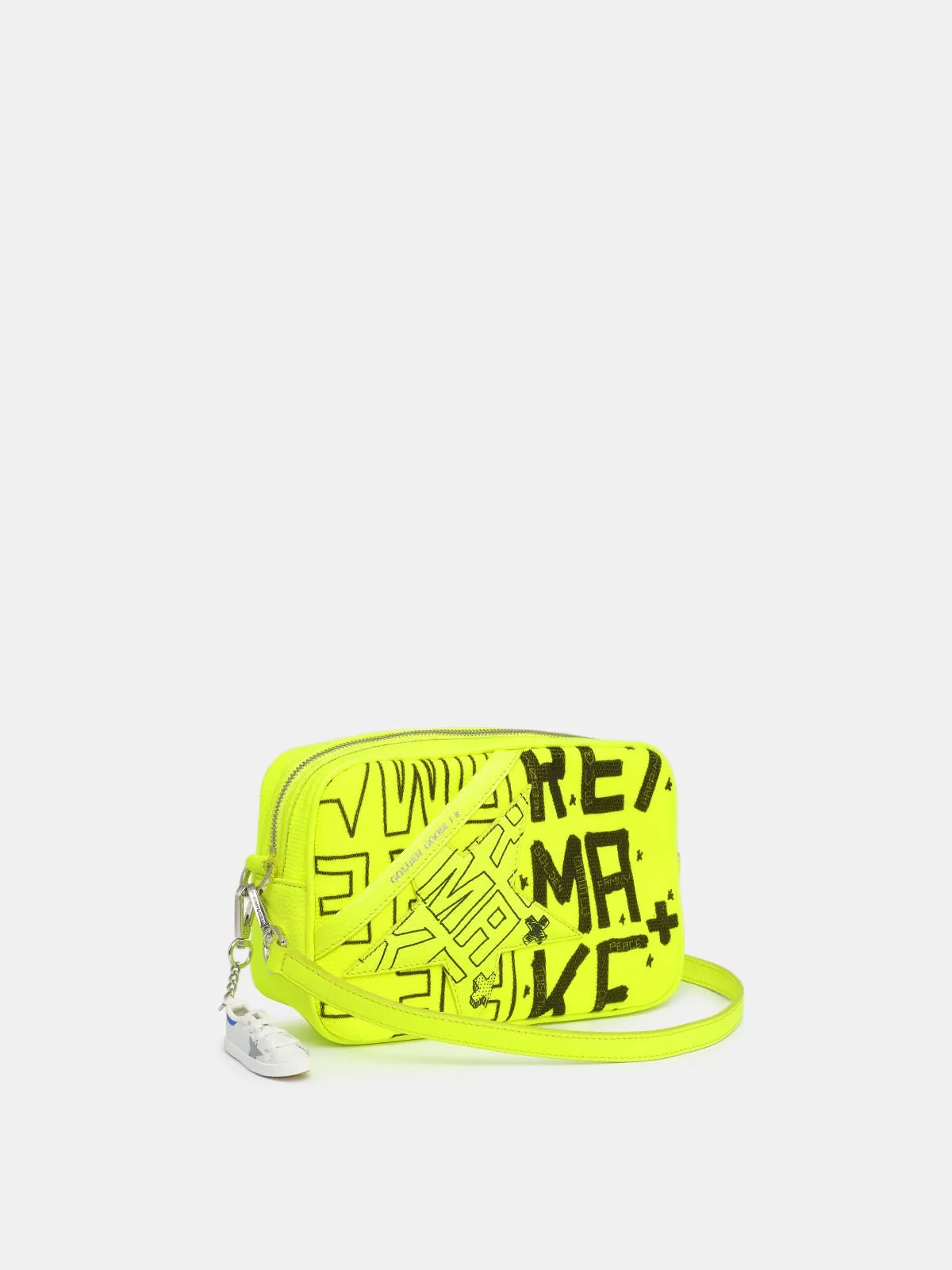 Fluorescent yellow Star Bag in canvas with Sneakers Maker print