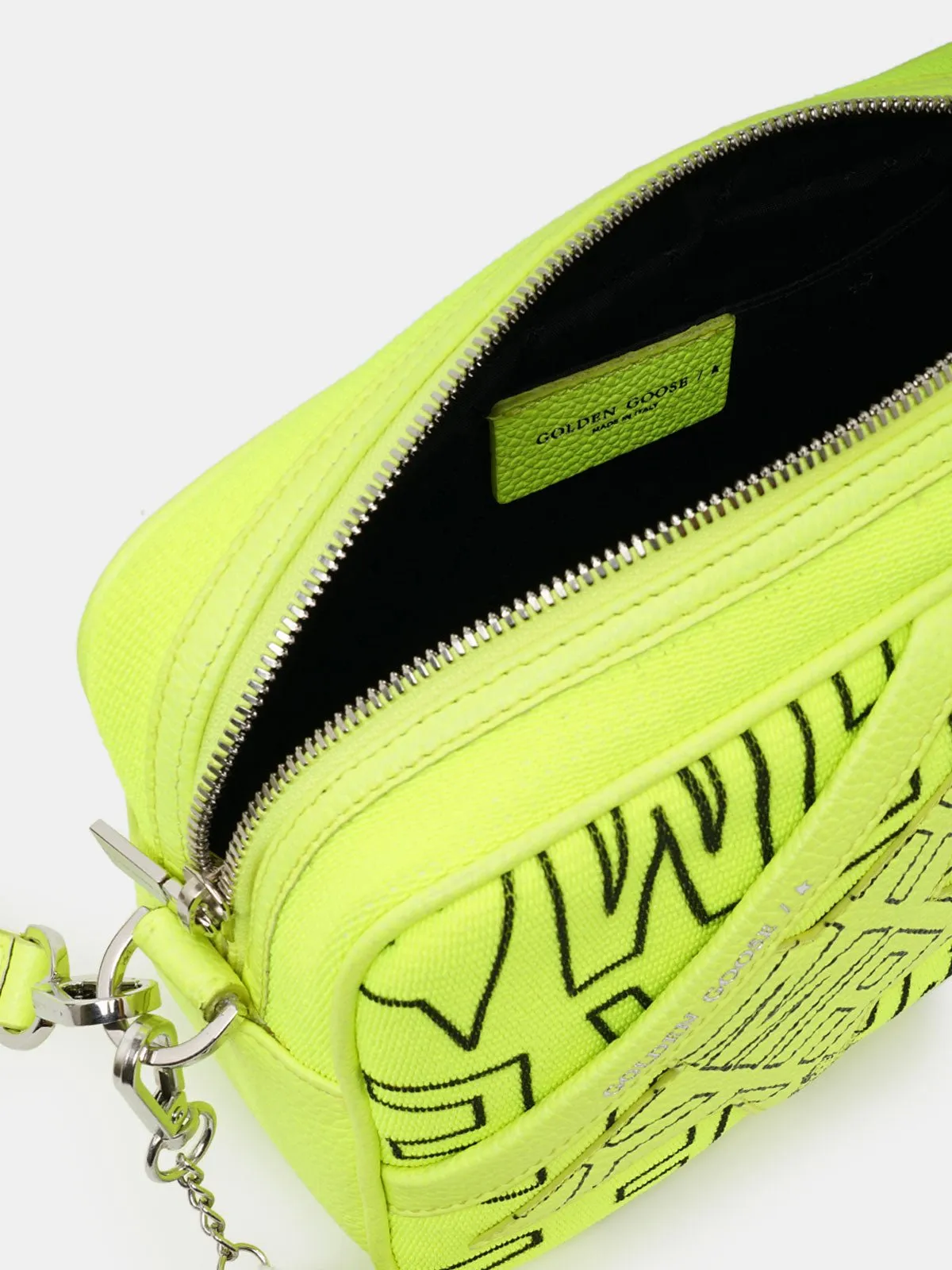 Fluorescent yellow Star Bag in canvas with Sneakers Maker print