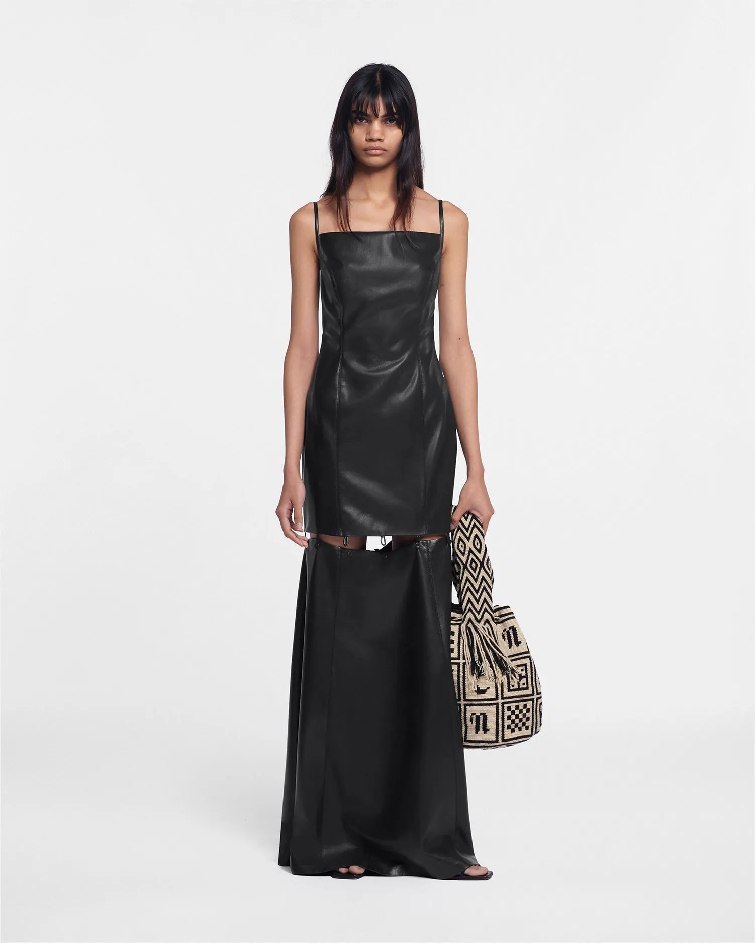 Freza - Okobor™ Alt-Leather Maxi Dress - Black