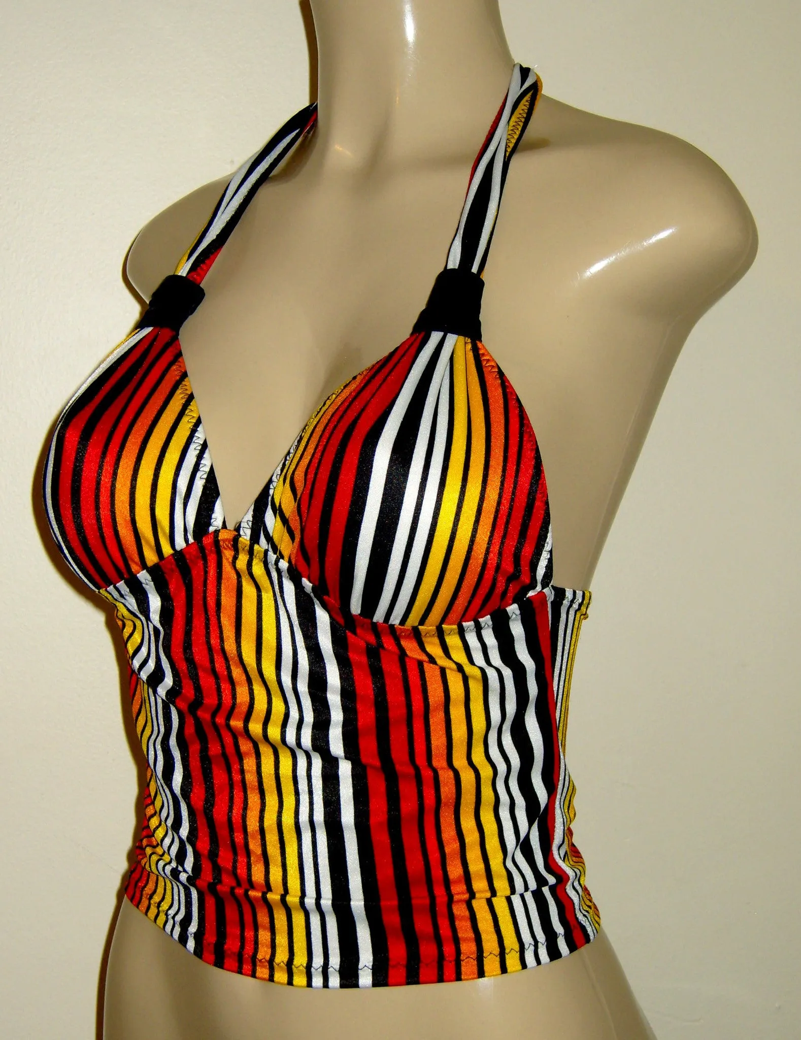 Gathered Halter Tankini Tops. Women's Tie Neck Tankini Swimwear