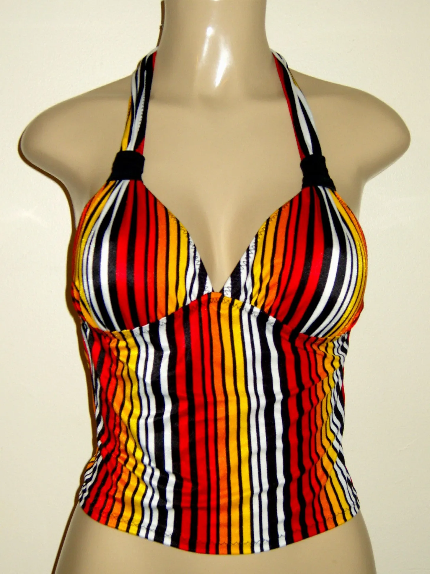 Gathered Halter Tankini Tops. Women's Tie Neck Tankini Swimwear