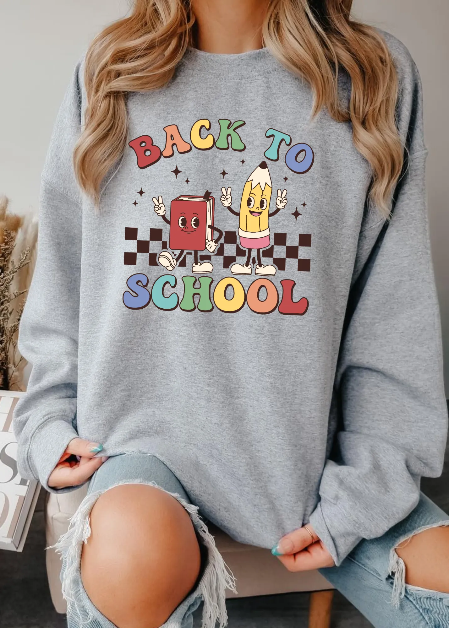 Glamfox  - Colorful Back To School Graphic Crewneck