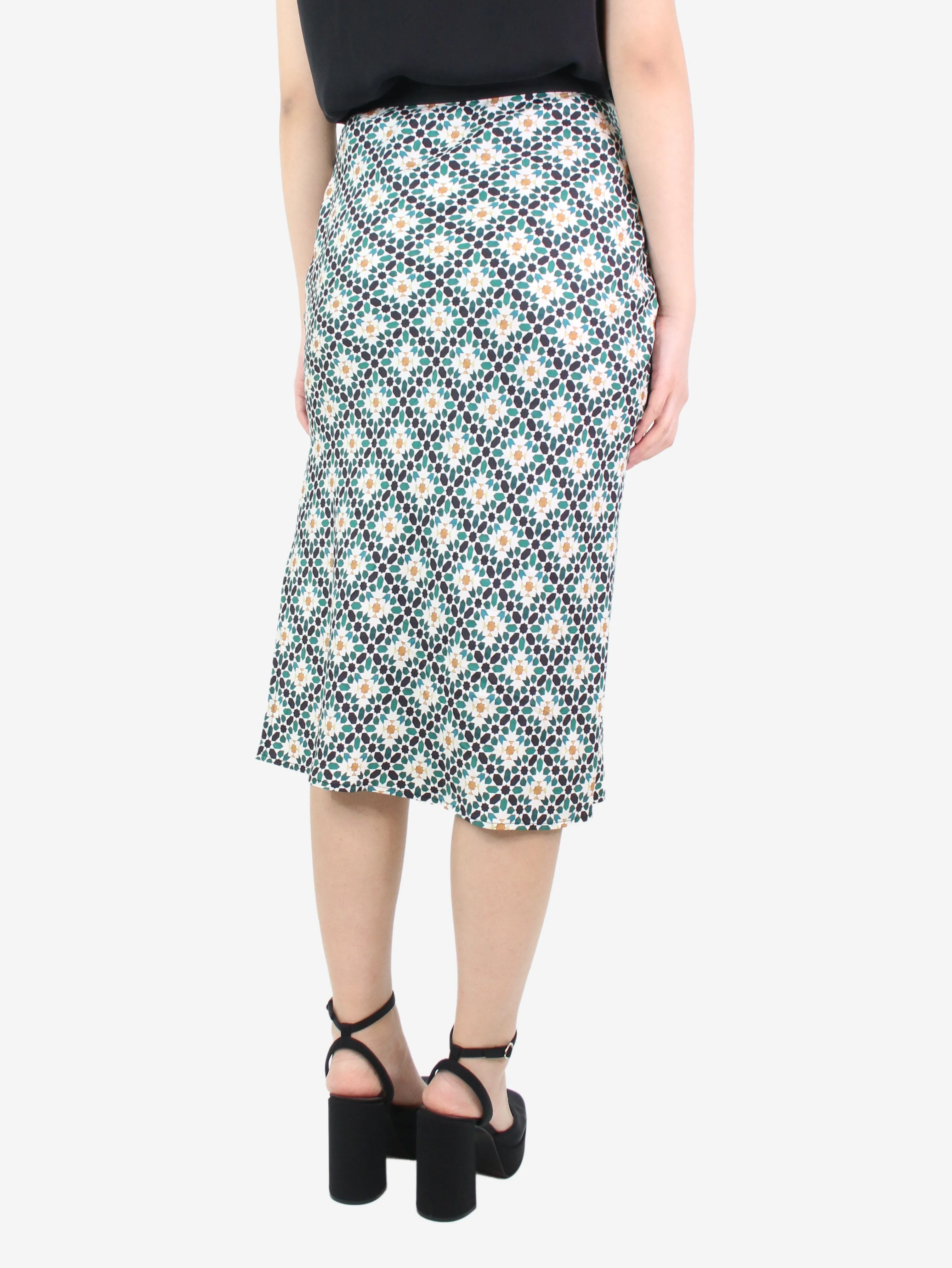 Green printed slip-on skirt - size S