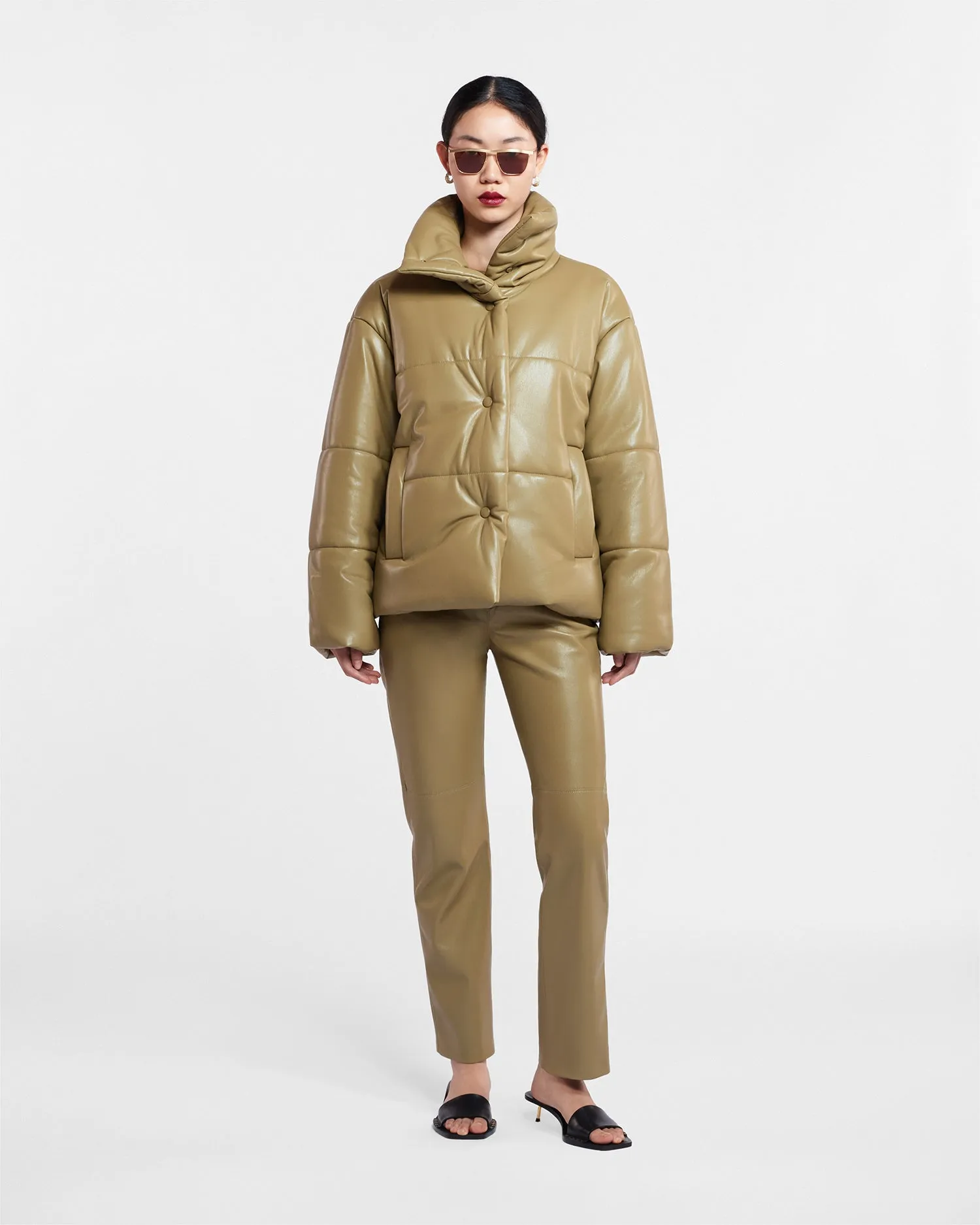 Hide - Sale Okobor™ Alt-Leather Puffer Jacket - Khaki Okobor