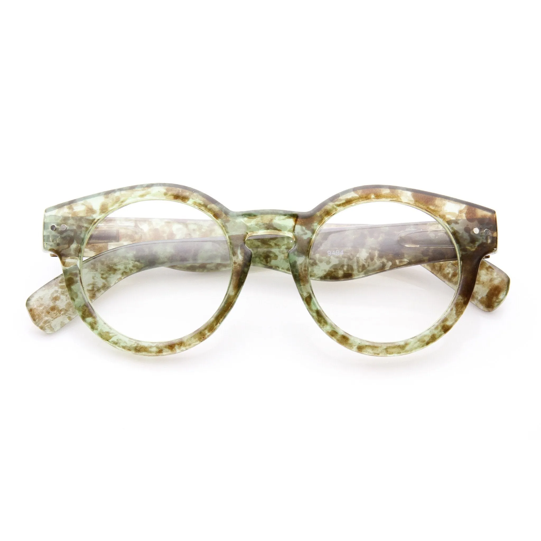 Hipster Retro P3 Optical RX Keyhole Clear Lens Round Glasses