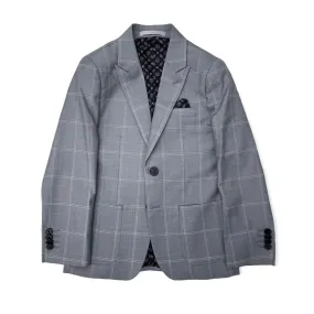 Isaac Mizrahi Boys Slim Fit Plaid Blazer_Blue Grey BL2530