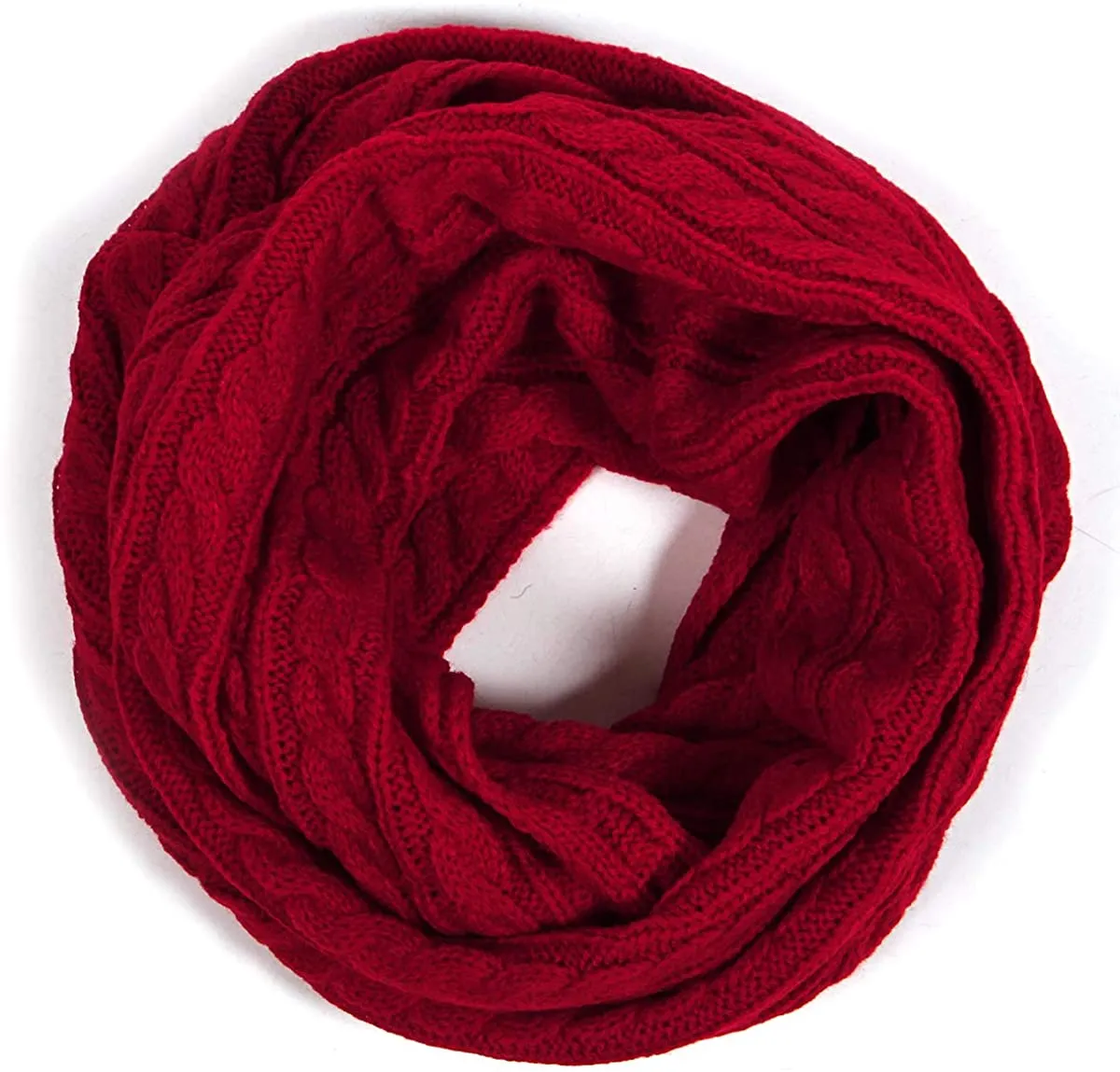 Knit Infinity Scarves for Women Thick Winter Scarf Warm Cable Knit Red Black Infinity Scarf Circle Loop Scarf