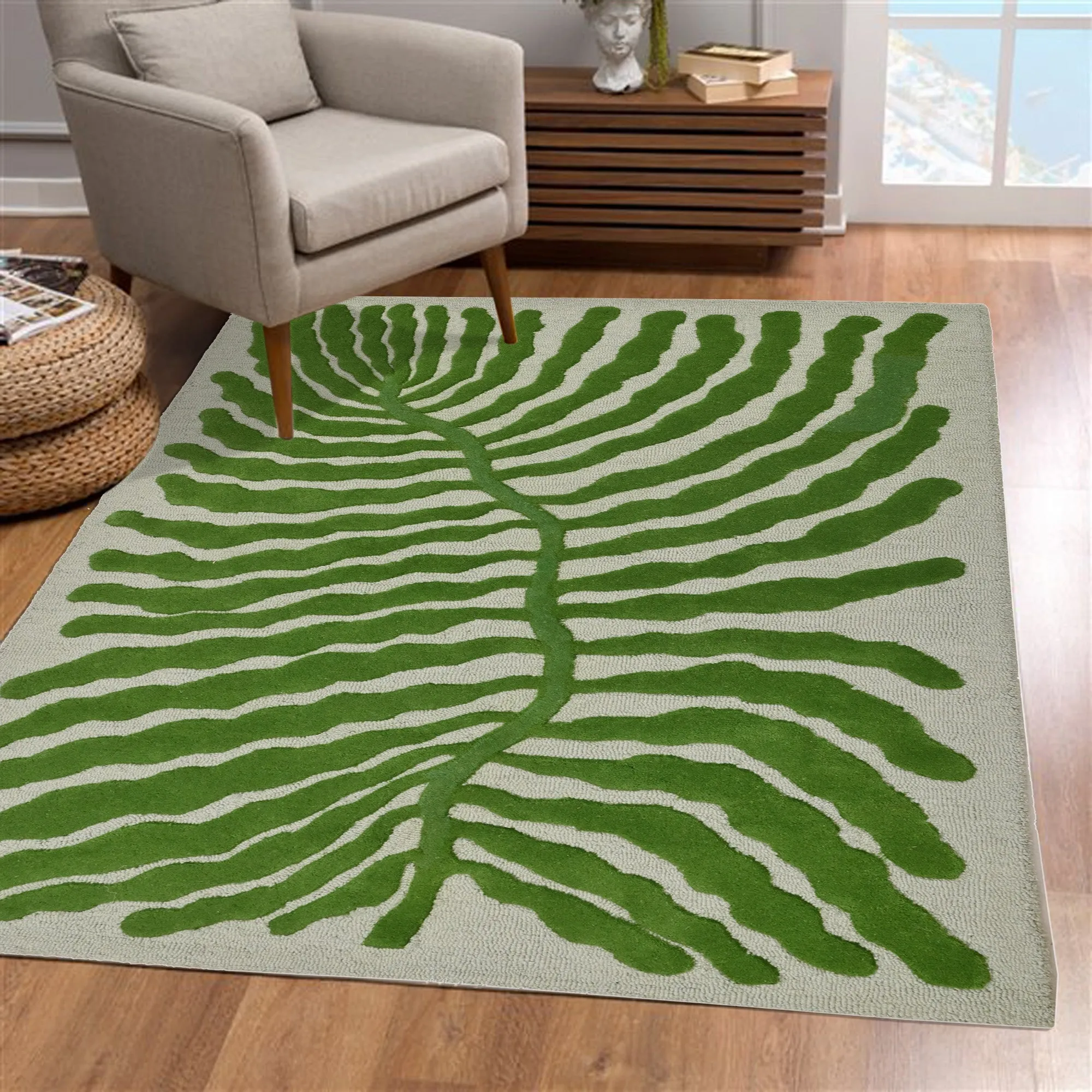 LEAFY HANDTUFTED WOOL CARPET