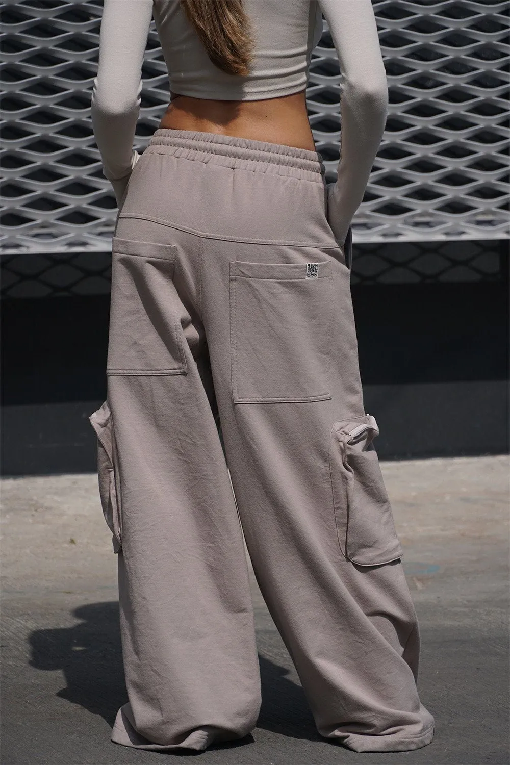 Light Beige Heavyweight Cargo Pants With Pockets