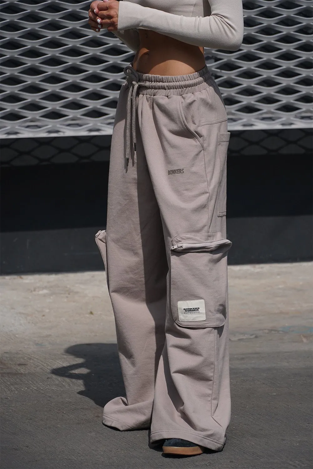 Light Beige Heavyweight Cargo Pants With Pockets