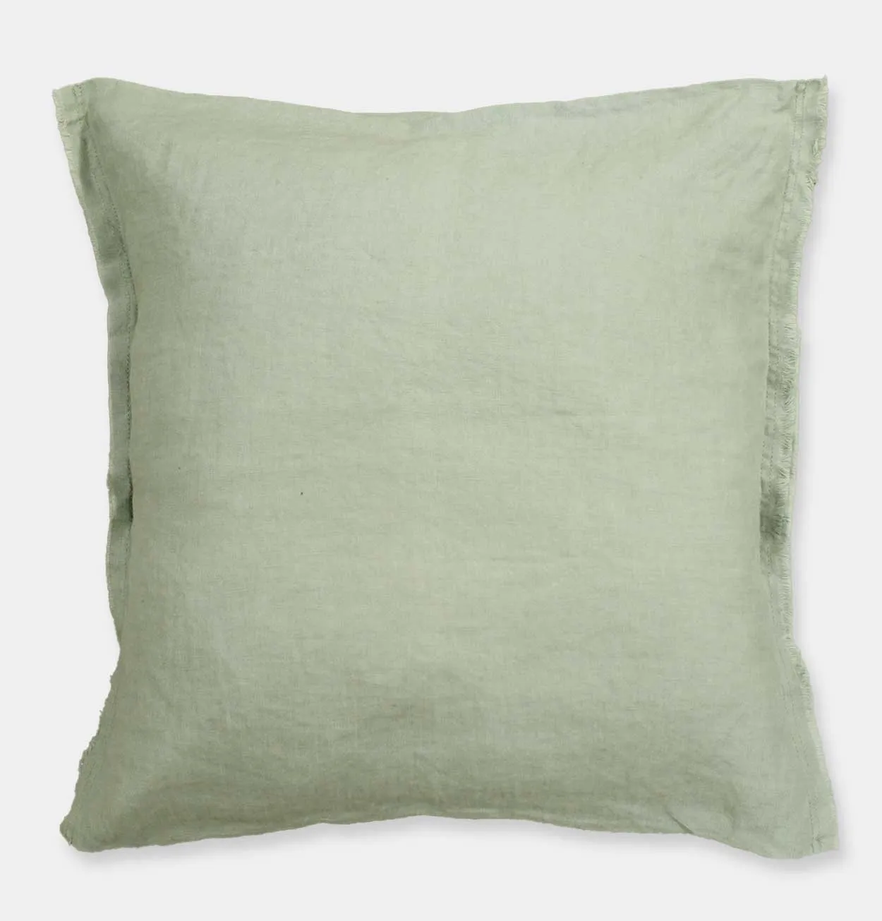 Linen Frayed Edge Cushion in Sage – 45 cm