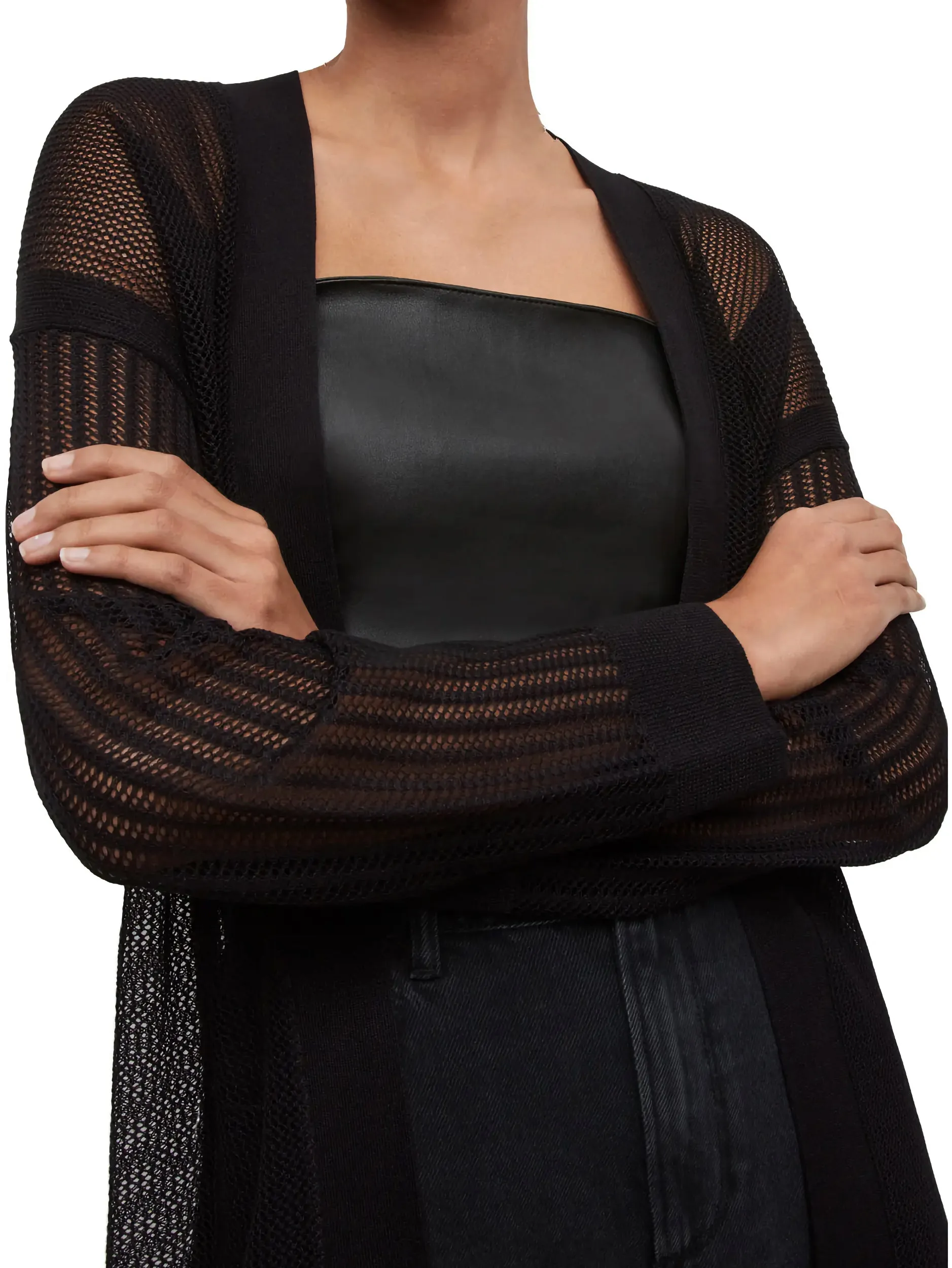 Long Sheer Mesh Cardigan with Shimmer