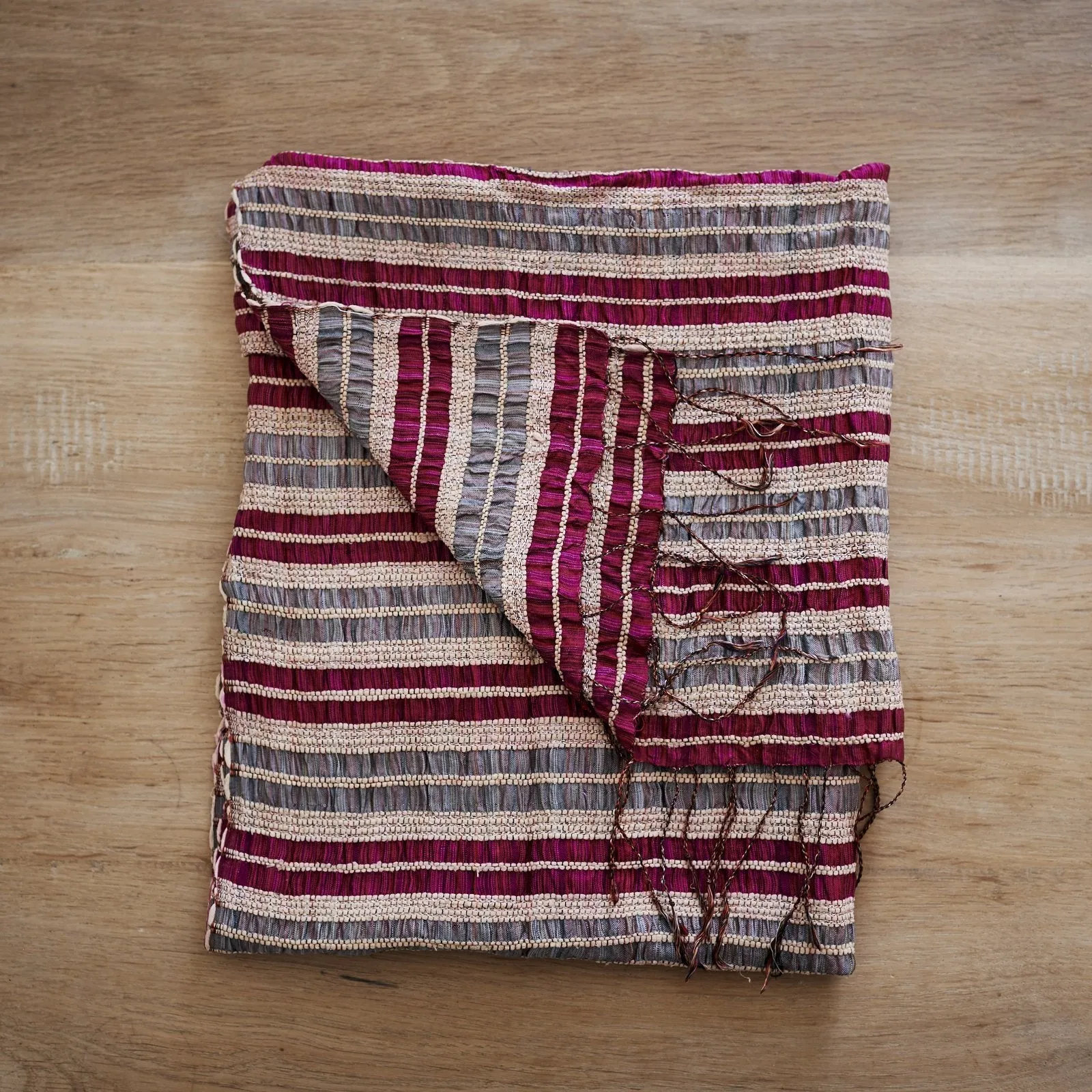 Lotus & Silk handwoven exclusive scarves from Myanmar- pink & grey