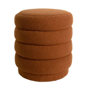 Lucia Round Boucle Stool - Rust