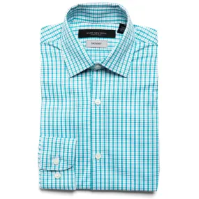 Marc New York Boys Skinny Teal/White Plaid Dress Shirt MBS0036